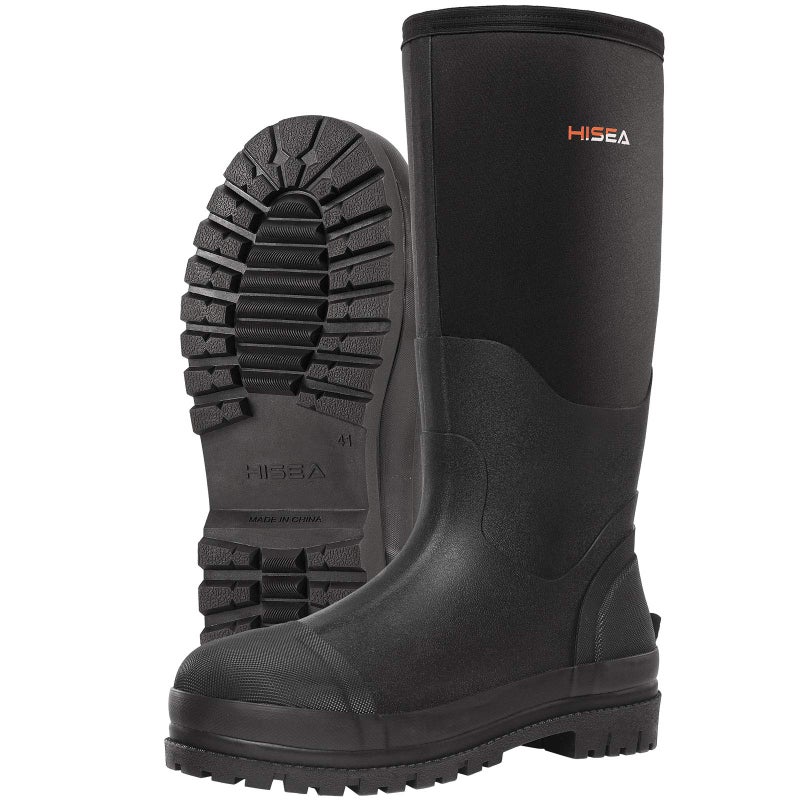 HISEA Men's Rubber Rain Boots Waterproof Neoprene Work Boot for Mud Outdoor - Image 1